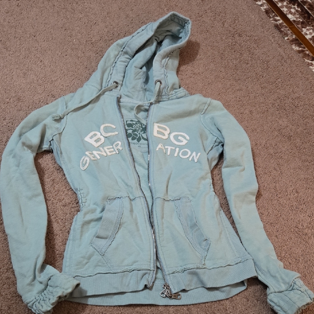 BCBGeneration Women's Light Blue Zip-Up Hoodie